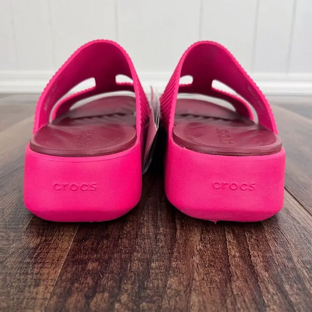 Crocs Getaway Groove Chunky Platform Sandal Strappy Size 7 Dragon Fruit Pink